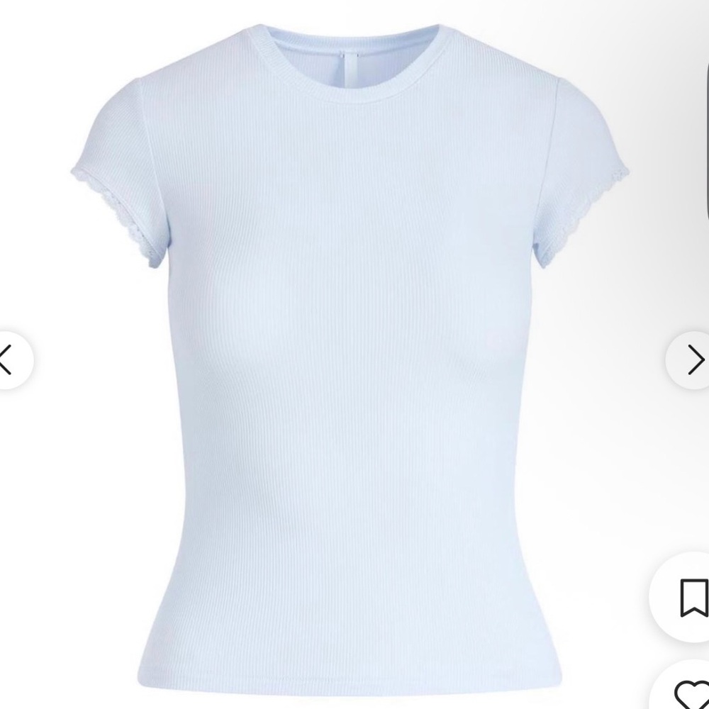 NWT SKIMS Soft Lounge Lace Tee in Blue Quartz size L